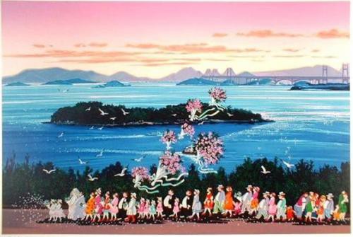 絵画/タペストリーヒロ・ヤマガタ WEDDING ON ISLAND 瀬戸大橋（日本のエッセンス）